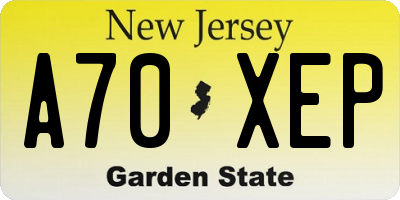NJ license plate A70XEP