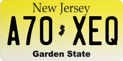 NJ license plate A70XEQ