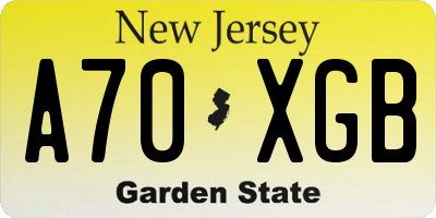 NJ license plate A70XGB