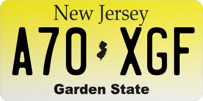 NJ license plate A70XGF