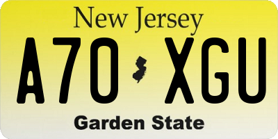 NJ license plate A70XGU