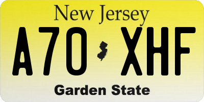 NJ license plate A70XHF
