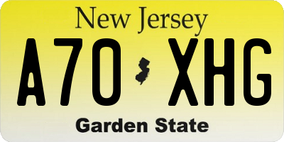 NJ license plate A70XHG