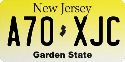 NJ license plate A70XJC