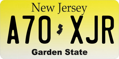 NJ license plate A70XJR
