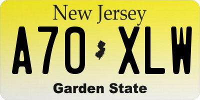 NJ license plate A70XLW