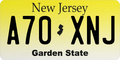 NJ license plate A70XNJ