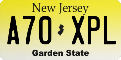NJ license plate A70XPL