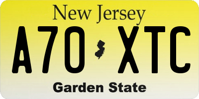 NJ license plate A70XTC
