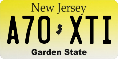 NJ license plate A70XTI
