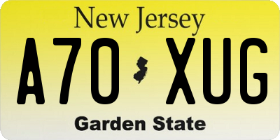 NJ license plate A70XUG