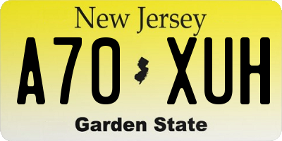 NJ license plate A70XUH