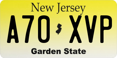 NJ license plate A70XVP