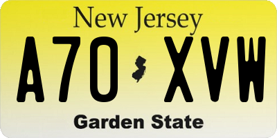 NJ license plate A70XVW