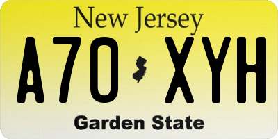 NJ license plate A70XYH