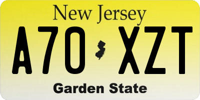 NJ license plate A70XZT