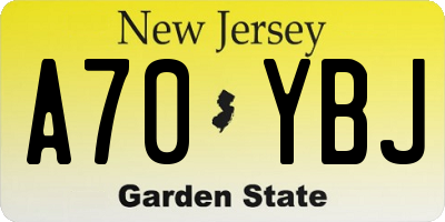 NJ license plate A70YBJ