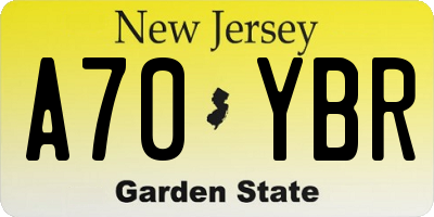 NJ license plate A70YBR