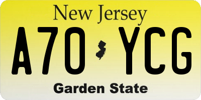 NJ license plate A70YCG