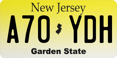 NJ license plate A70YDH