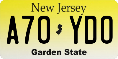 NJ license plate A70YDO