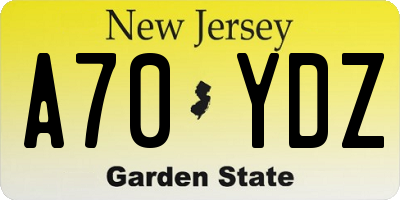 NJ license plate A70YDZ