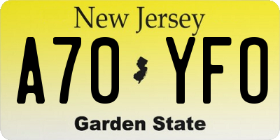 NJ license plate A70YFO