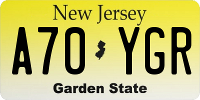 NJ license plate A70YGR