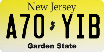 NJ license plate A70YIB