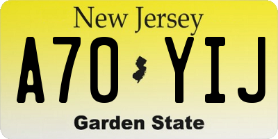 NJ license plate A70YIJ
