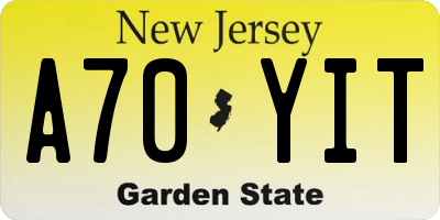 NJ license plate A70YIT
