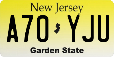 NJ license plate A70YJU
