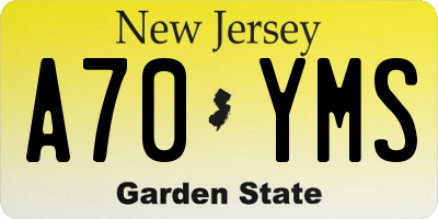 NJ license plate A70YMS
