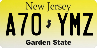 NJ license plate A70YMZ