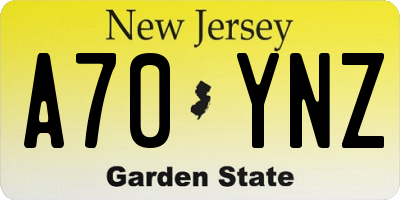 NJ license plate A70YNZ