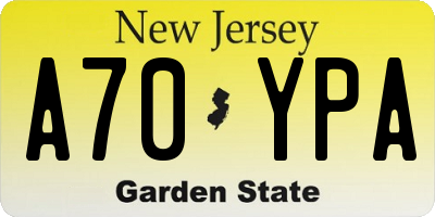 NJ license plate A70YPA