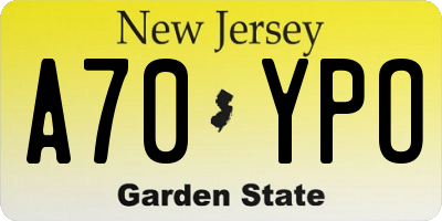 NJ license plate A70YPO