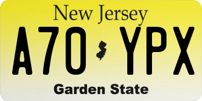 NJ license plate A70YPX