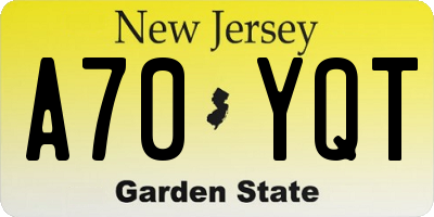 NJ license plate A70YQT