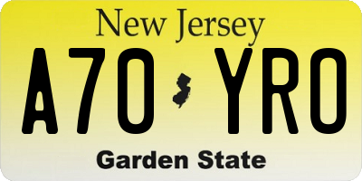 NJ license plate A70YRO