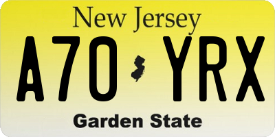 NJ license plate A70YRX