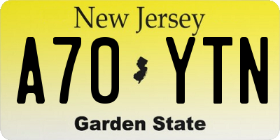 NJ license plate A70YTN