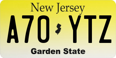 NJ license plate A70YTZ