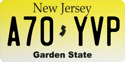 NJ license plate A70YVP