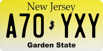 NJ license plate A70YXY