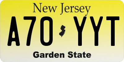 NJ license plate A70YYT