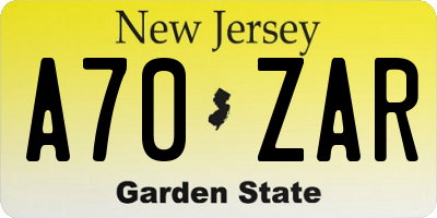 NJ license plate A70ZAR