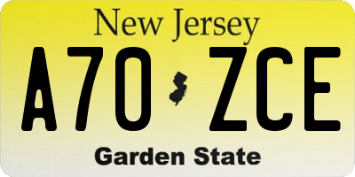 NJ license plate A70ZCE