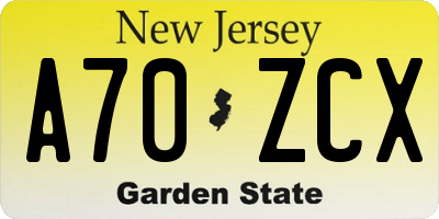NJ license plate A70ZCX