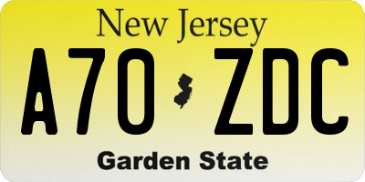 NJ license plate A70ZDC